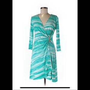 Calvin Klein Aqua Blue Faux Wrap Dress